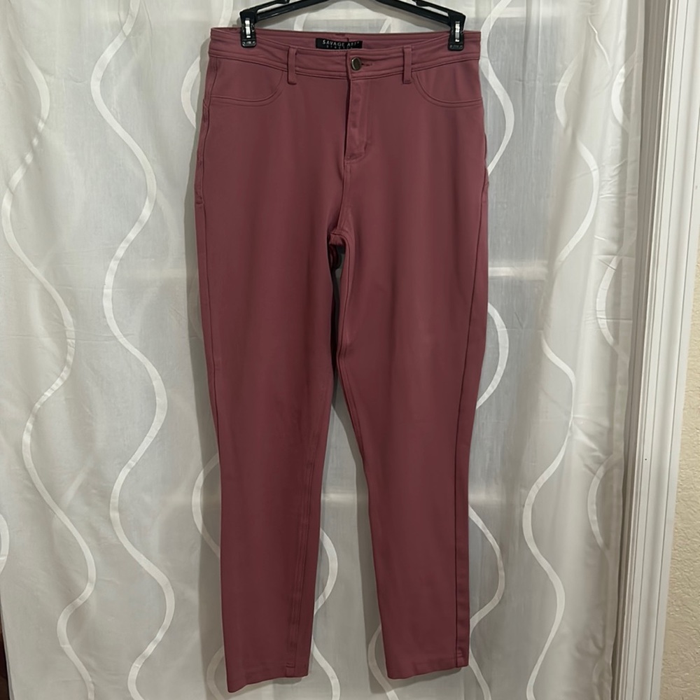 Savage Art Stretch Pink Leggings, Size Medium